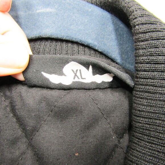 Fly Society Jacket Mens XL Letterman Embroidered Aviator Wool Blend Button Up - Picture 8 of 13